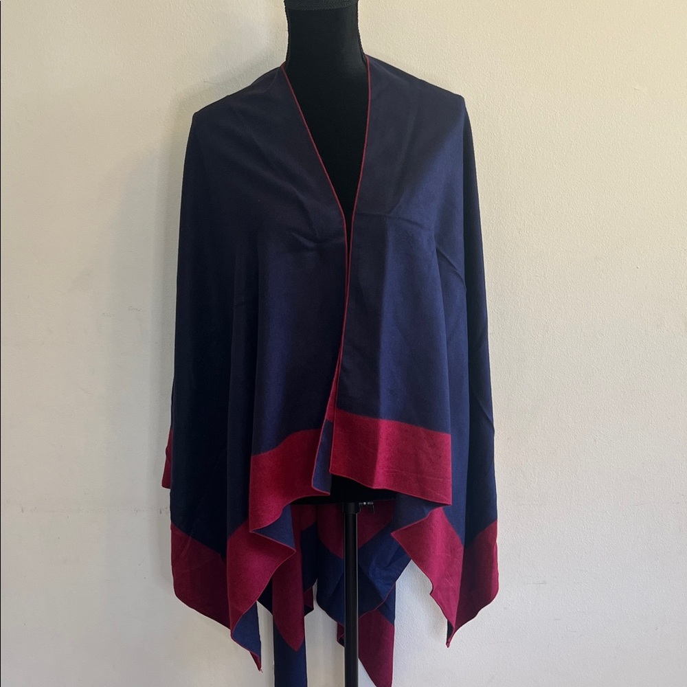 Elegant Burgundy and Navy Women's Shawl - Picture 2 of 6